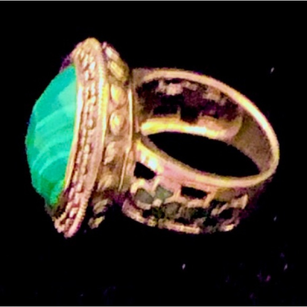 Green And Silver Malachite Statement Ring - image 2